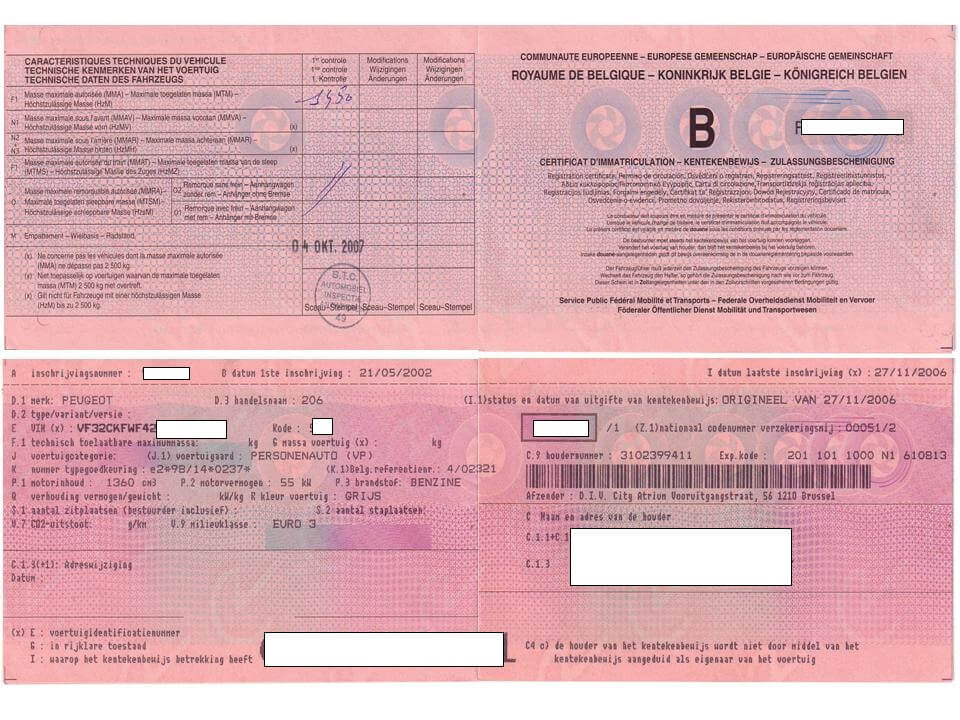 kentekenbewijs bij verkoop auto